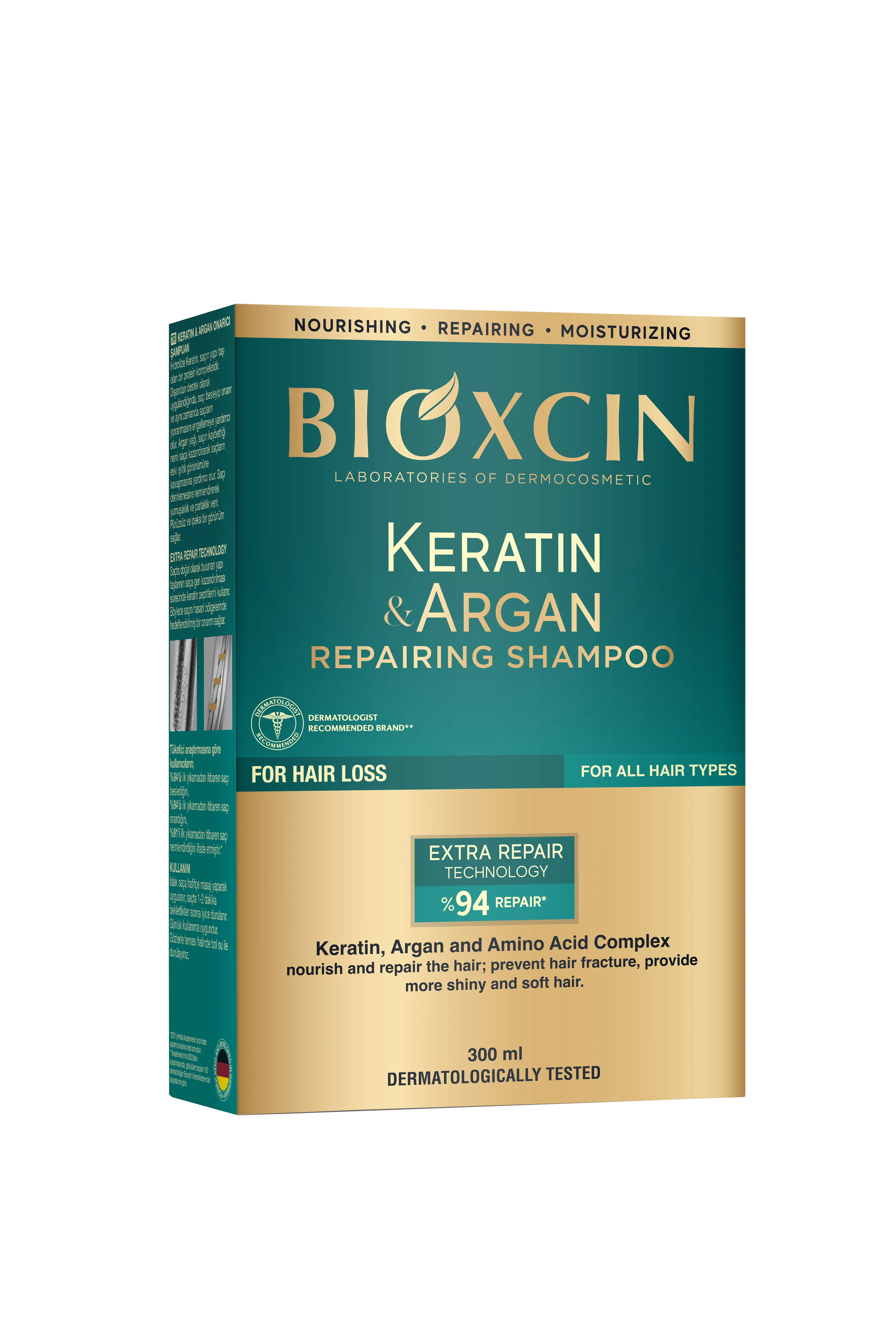 BIOXCIN Keratin & Argan Repairing Shampoo 300ML - Image 2